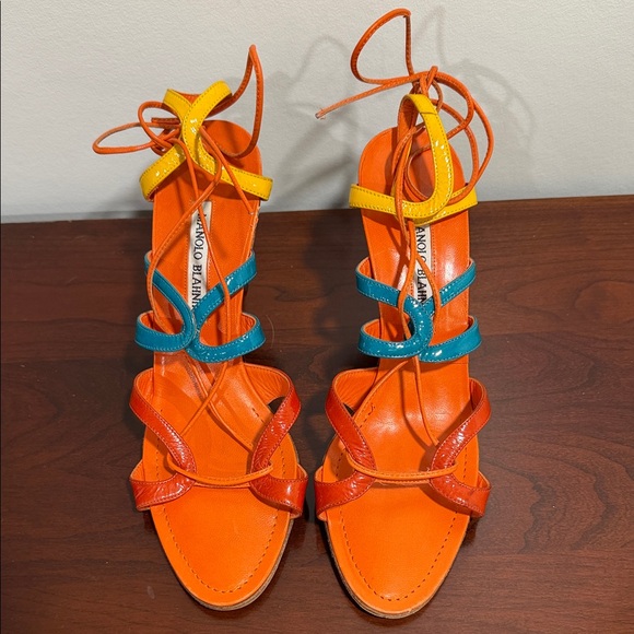 Manolo Blahnik Multicolor Strappy Heels - Picture 2 of 9